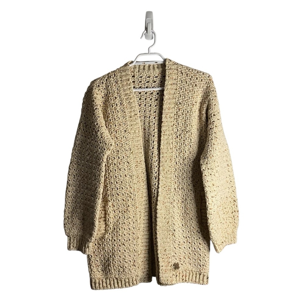 Women's Oatmeal Hand Knit Open Front Cardigan
